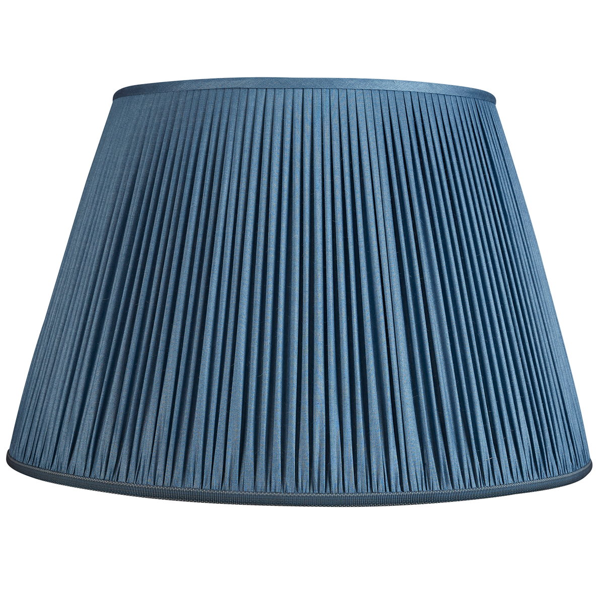 20 inch Ink blue Tussar silk lampshade with trim to base