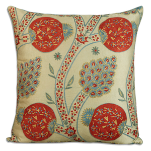 Square floral silk suzani embroidered cushion