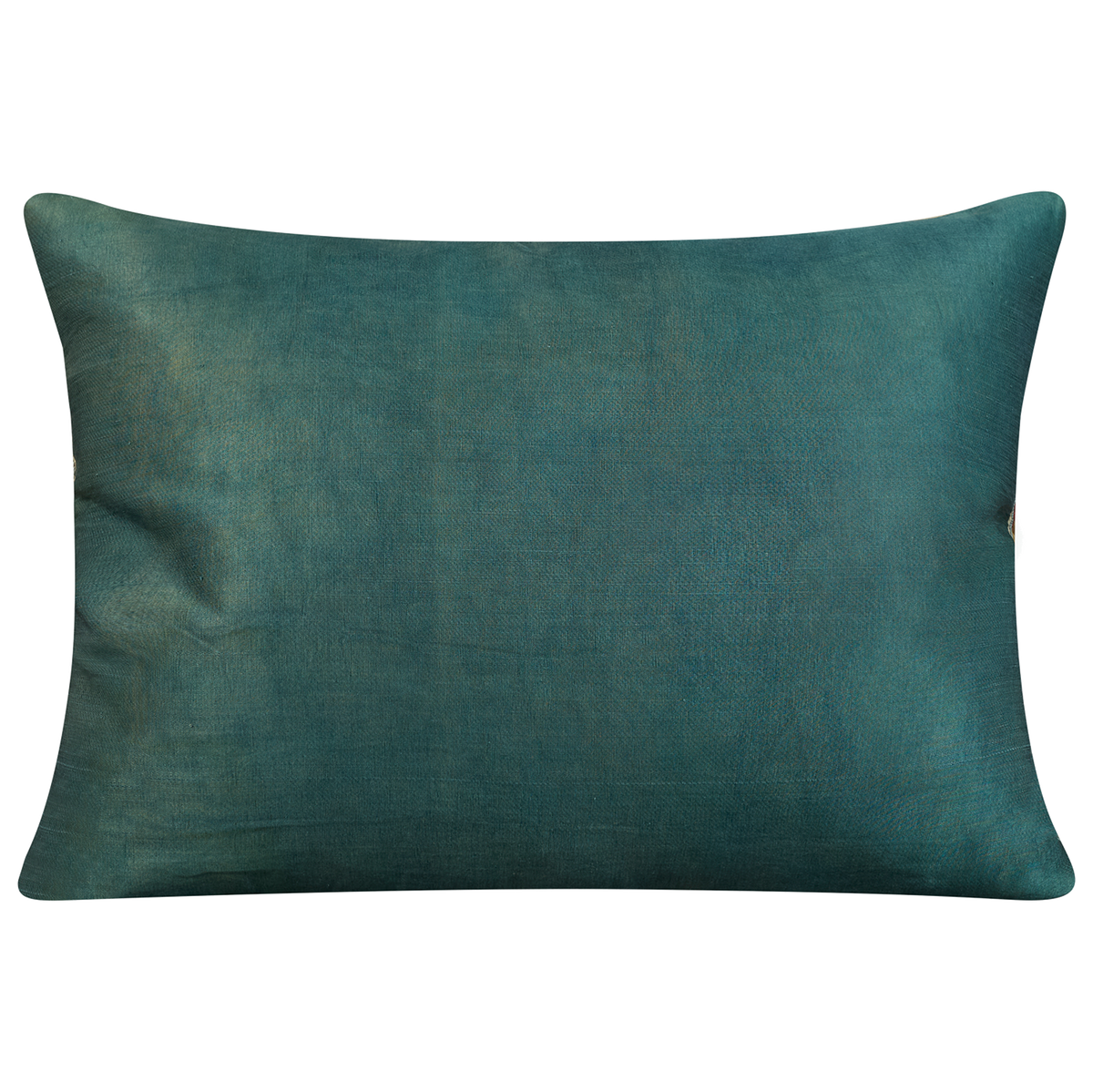 Rectangular silk suzani cushion with pomegranate design on cream ground