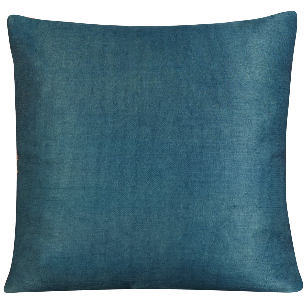 Square Anatolian design suzani on cream ground with blue silk back