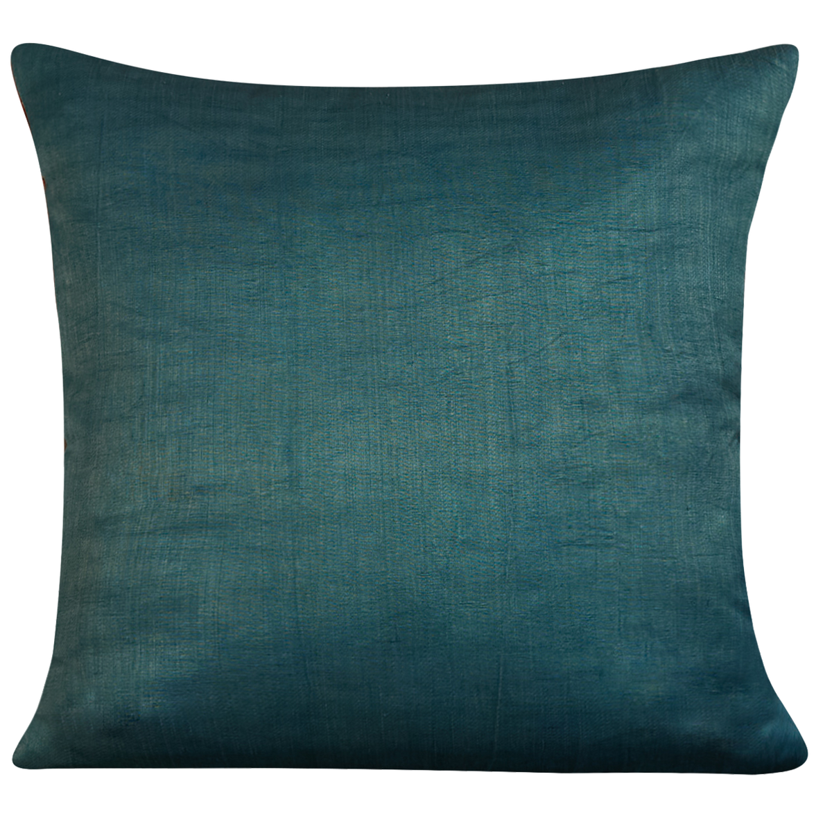 Square Anatolian design suzani on cream ground with blue silk back