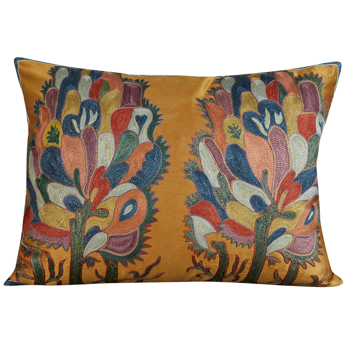 Rectangular symmetrical floral design suzani on gold ground
