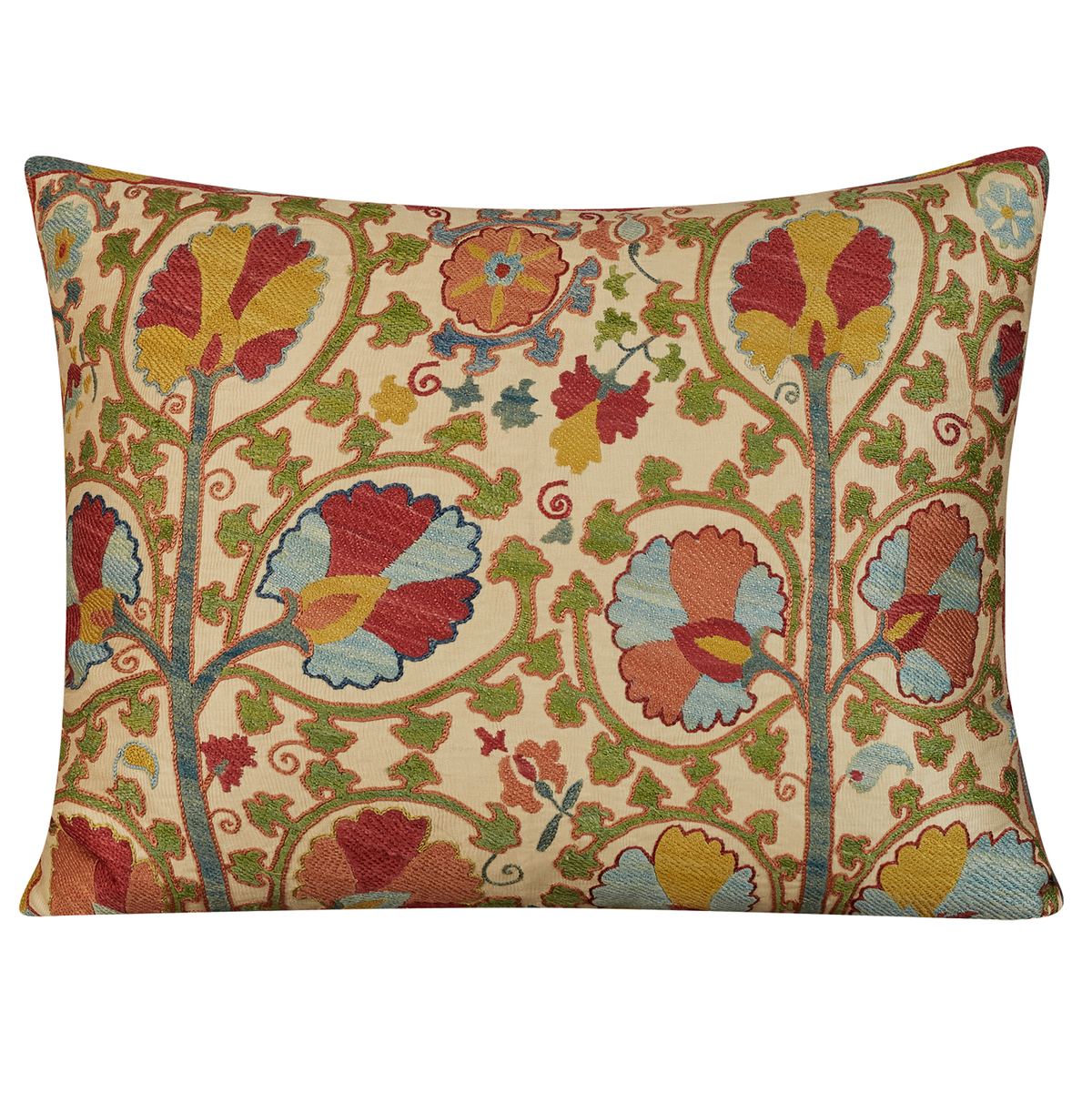 Rectangular tree of life floral design suzani on cream ground