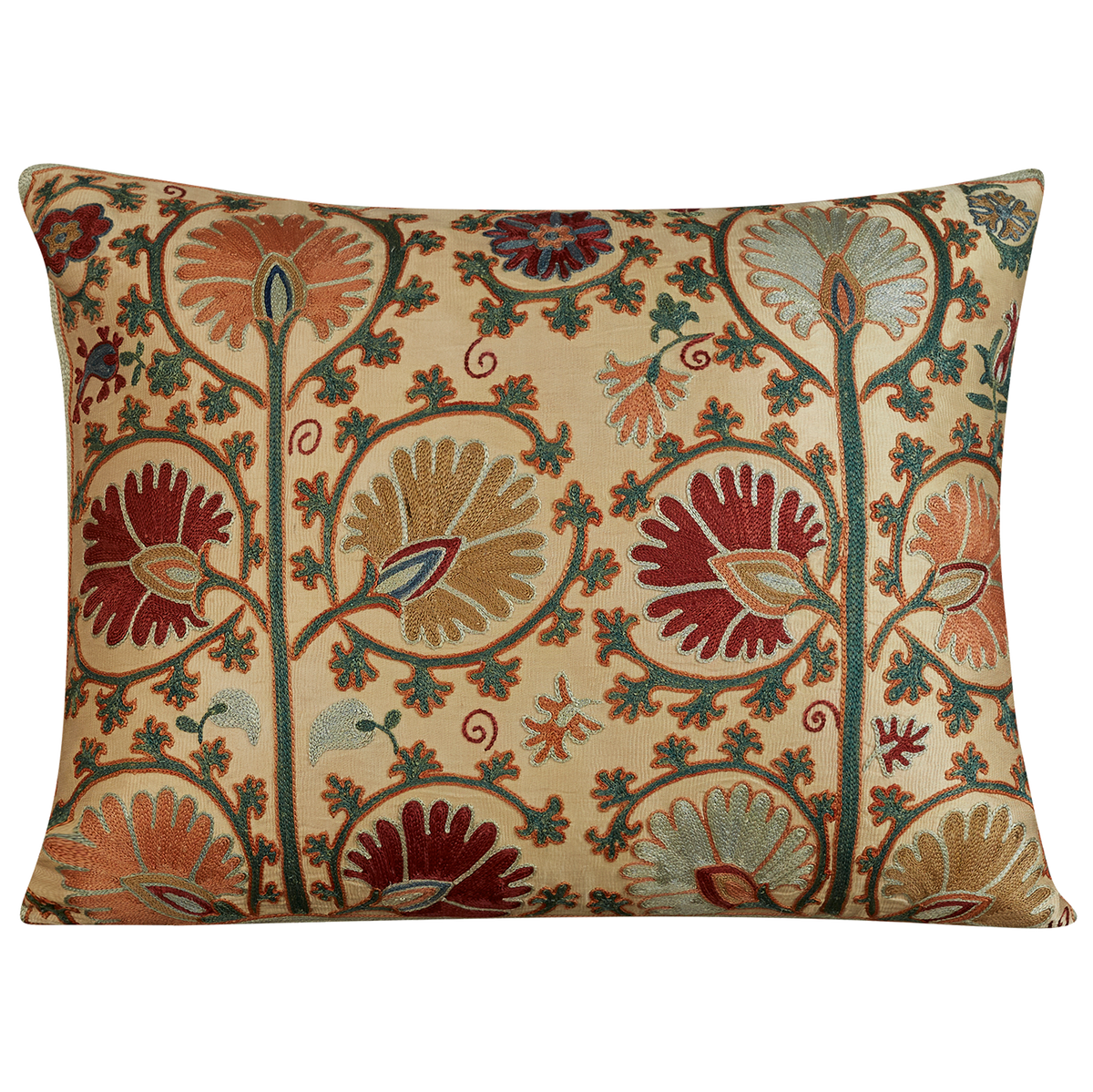Rectangular medallion tree of life floral design suzani on cream ground