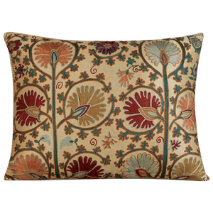 Rectangular medallion tree of life floral design suzani on cream ground