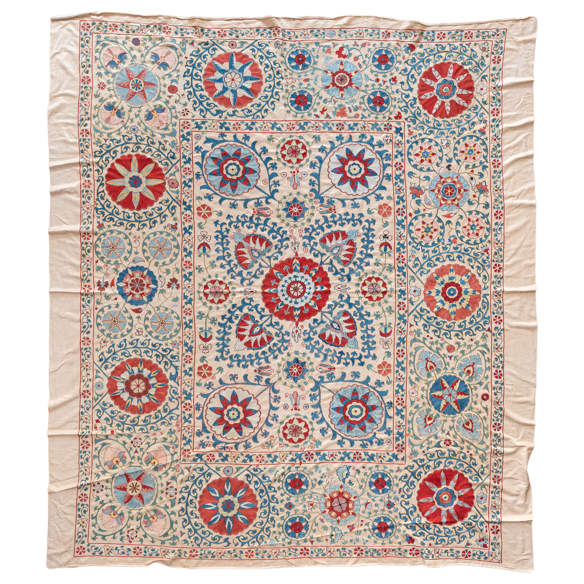 Rectangular silk Suzani Hanging, Uzbekistan circa 2000