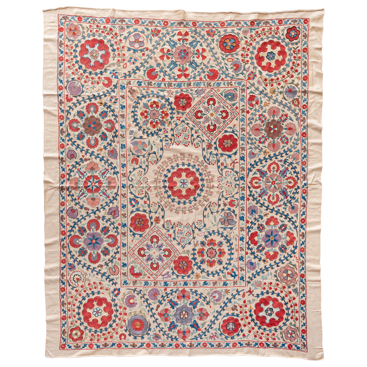 Rectangular silk Suzani Hanging, Uzbekistan circa 2000