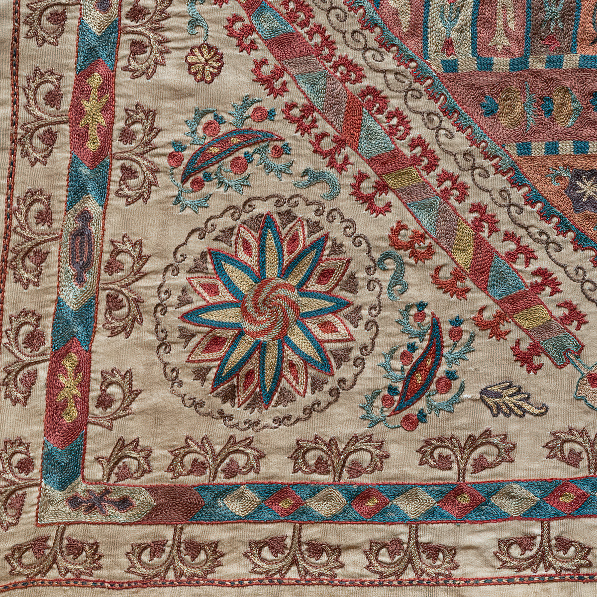Rectangular silk Suzani hanging, Uzbekistan circa 2020