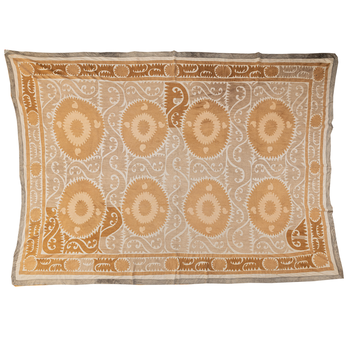 Large camel/tan and brown suzani hanging/bedspread, Uzbekistan circa 2000