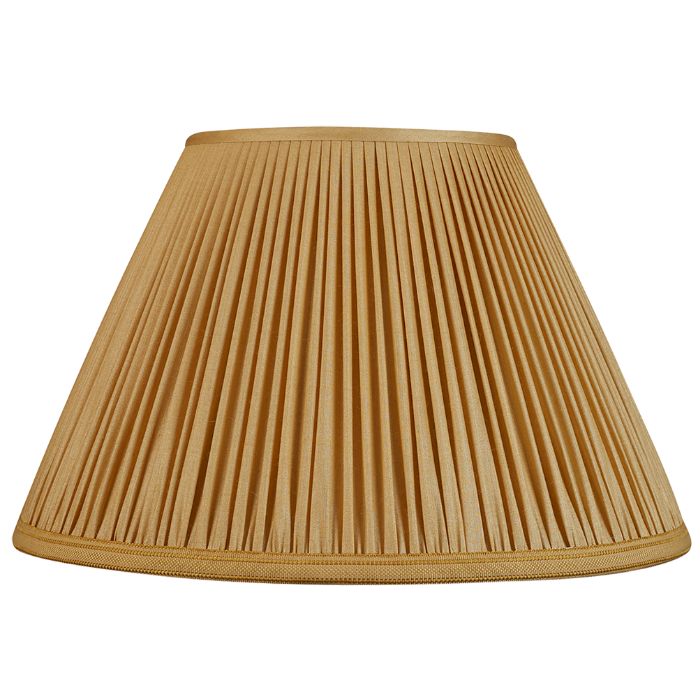 14 inch Sand yellow Tussar silk lampshade with trim to base with spider fitting