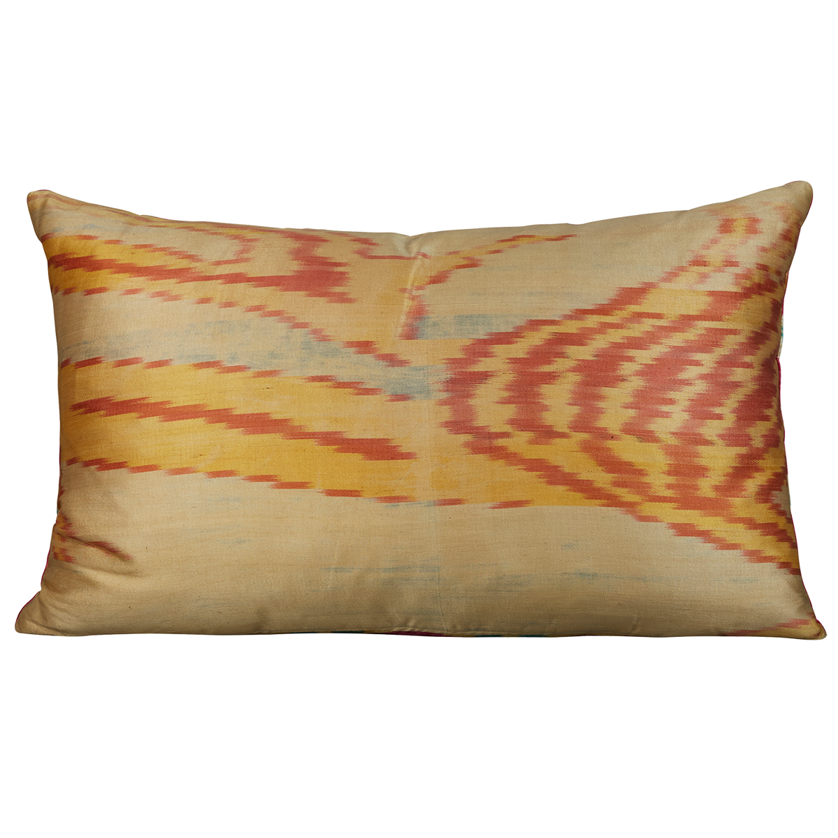 Rectangular Hand-woven silk velvet Ikat cushion - throw pillow
