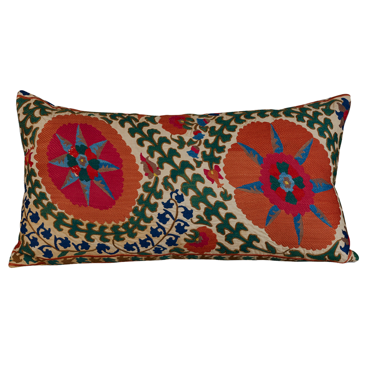 Large rectangular vintage suzani cushion - throw pillow