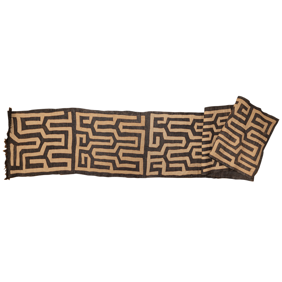 African brown and camel colour Kuba cloth runner