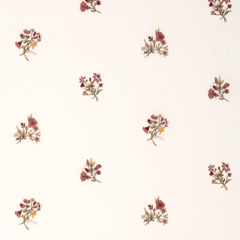 Flax and Field Posy Printed Voile Linen | VOL - Scarlet/Oyster