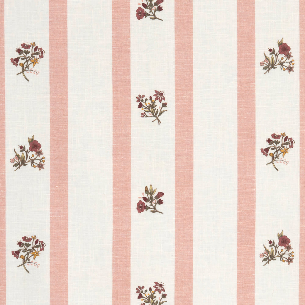 Flax and Field Posy Stripe Linen | VOL - Soft Coral/Oyster