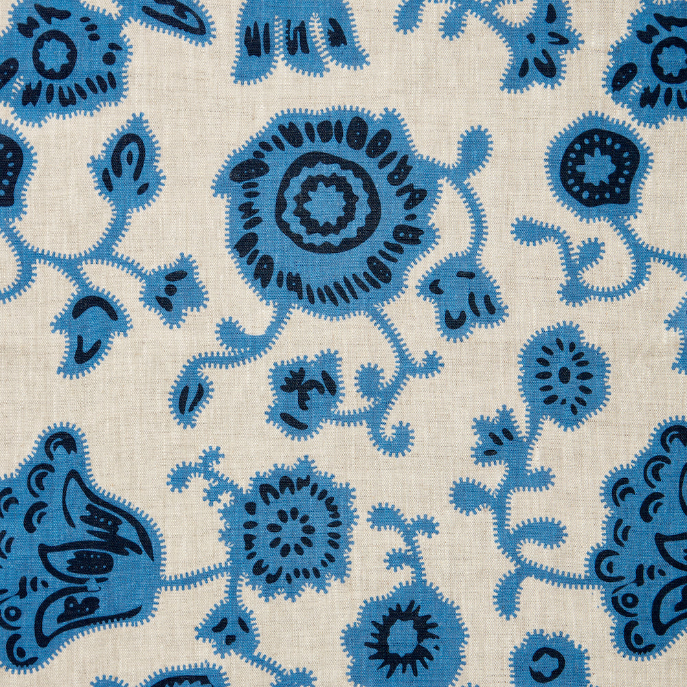Persian Poppy Linen | VOL - Cornflower Blue/ Natural