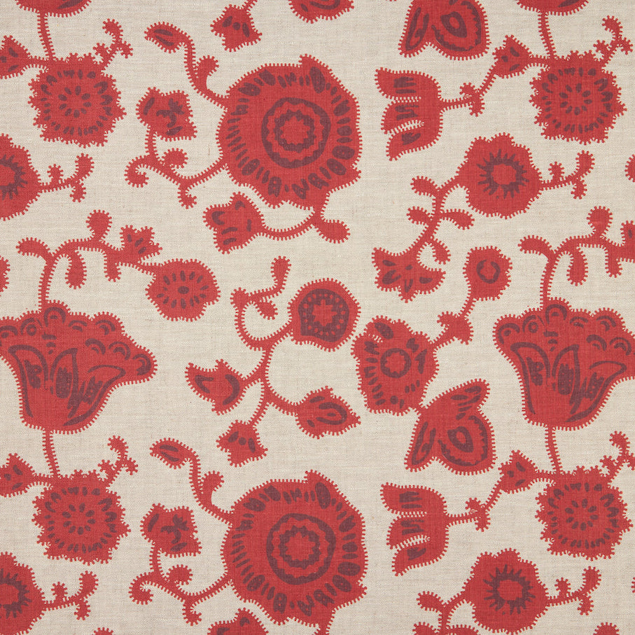 Persian Poppy Linen | VOL - Red/ Natural
