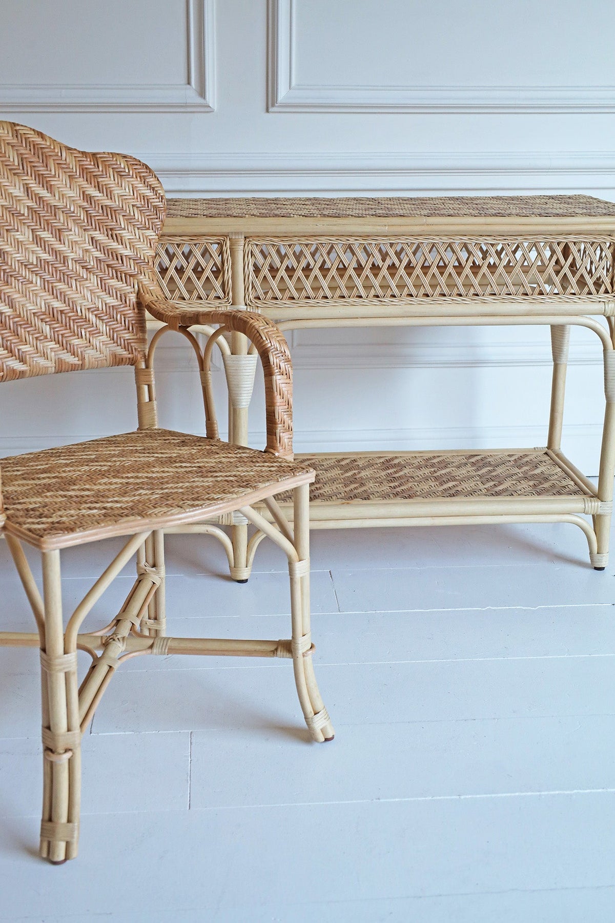 Pied-de-poule Rattan Chair
