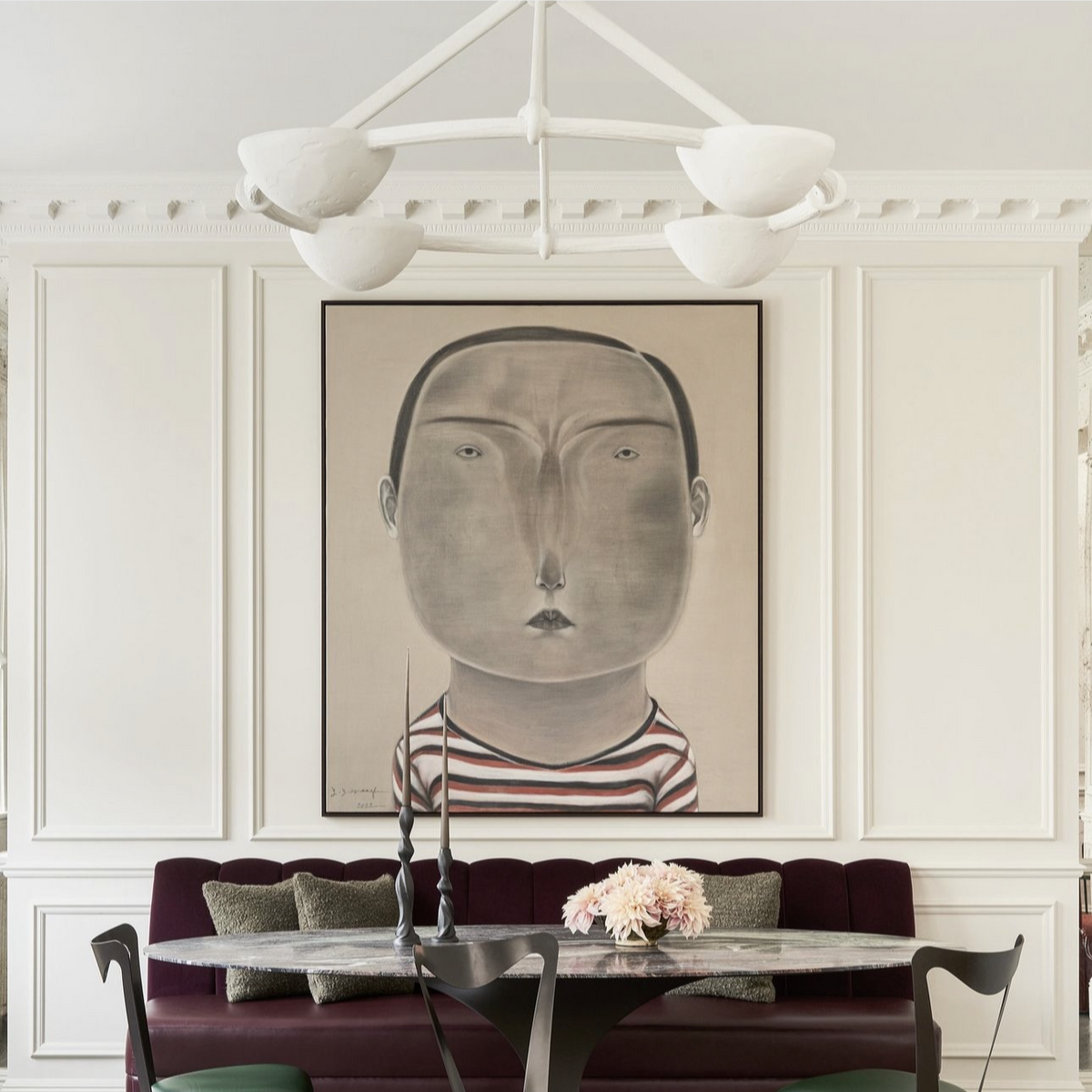 Elena Flush Mount - White Plaster