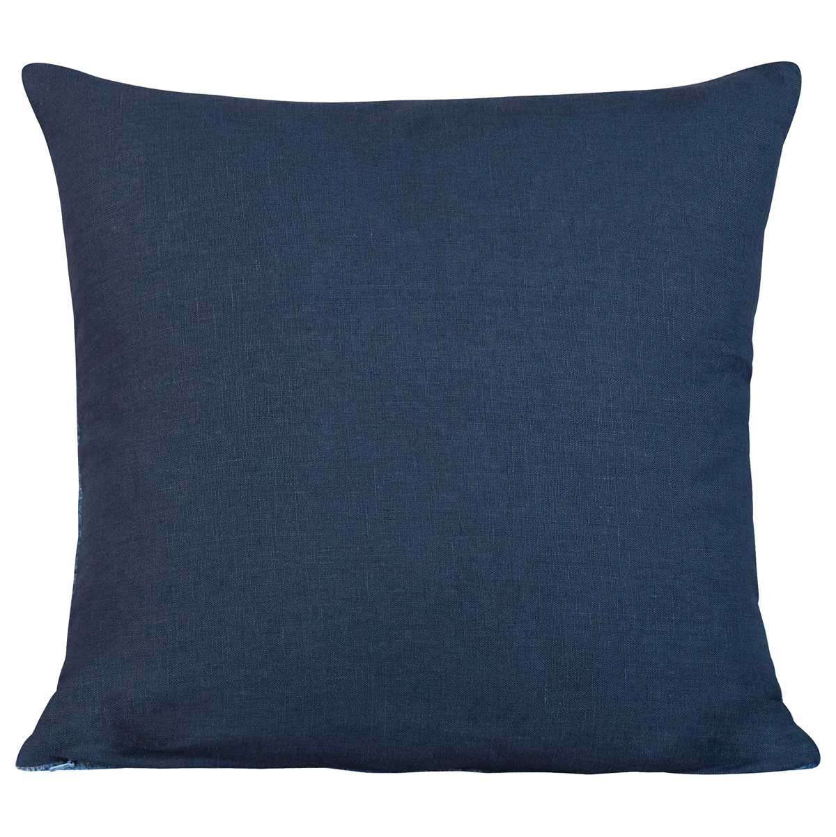 Square hand-woven chenille cushion in blue