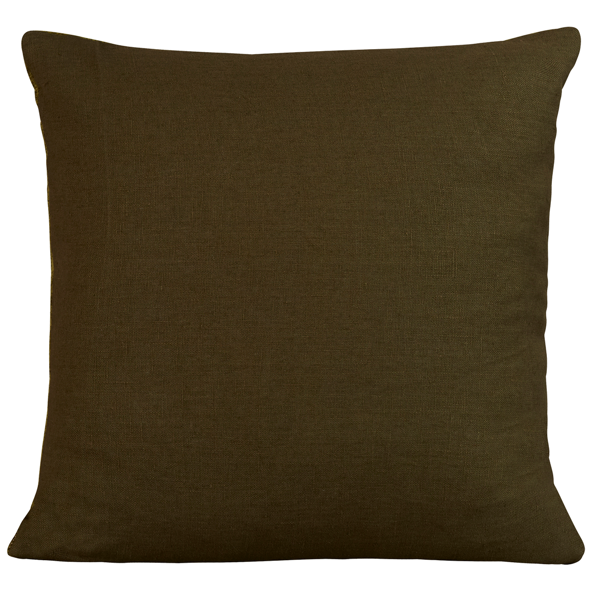 Square hand-woven chenille cushion in green