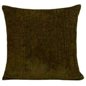 Square hand-woven chenille cushion in green