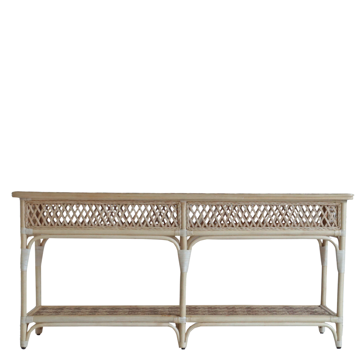 Pied-de-poule Rattan Console Table