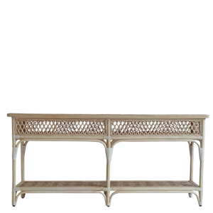 Pied-de-poule Rattan Console Table