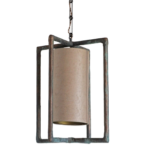Luna Chandelier with Soft Shade - Bronze Verdigris