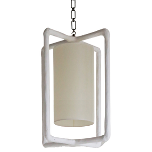 Luna Chandelier with Soft Shade - White Plaster