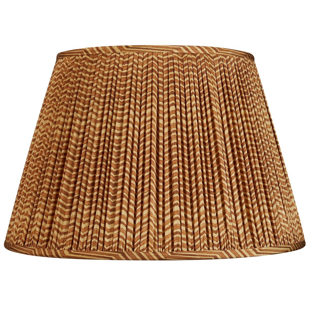 18 Inch Caramel and tan chevron sari style gathered silk lampshade