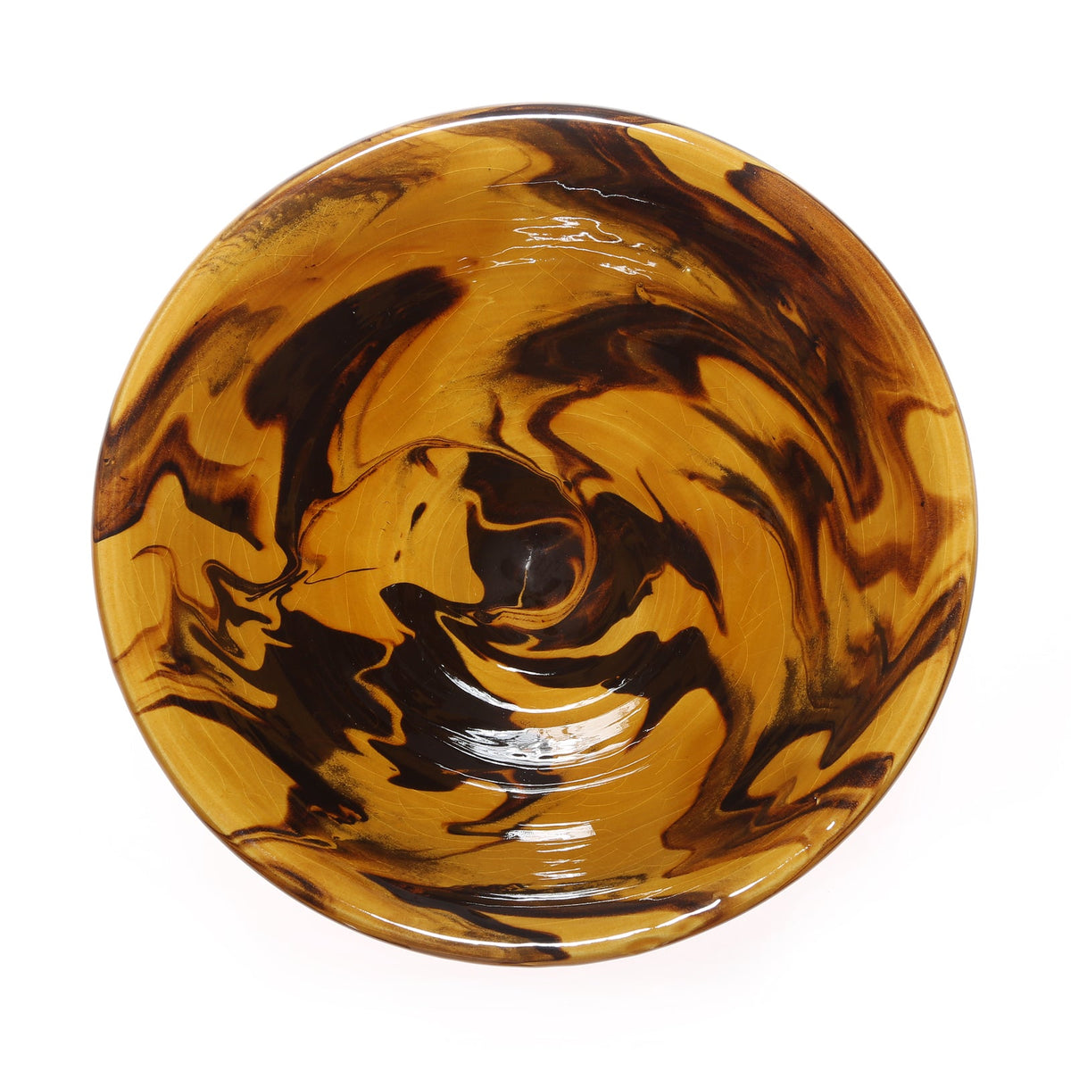 Yellow Swirl Serving Bowl