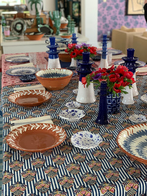 Blue Indian Flower Tablecloth