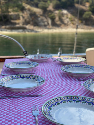 Pink Check Tablecloth