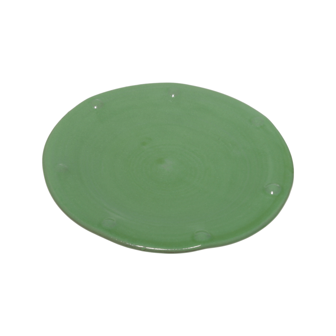 Green Dot Dessert Plate
