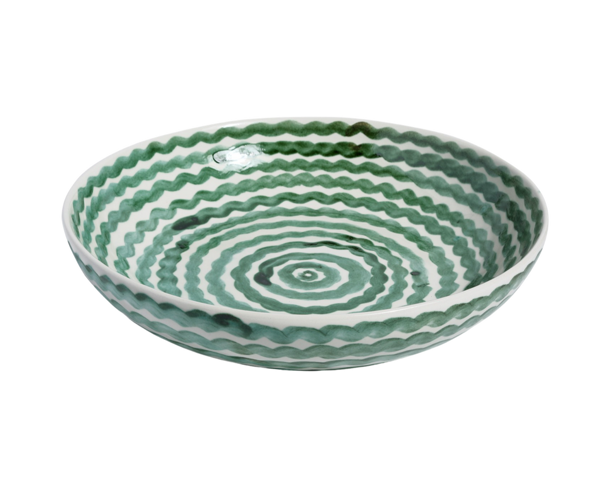 Green Squiggle Serving Bowl
