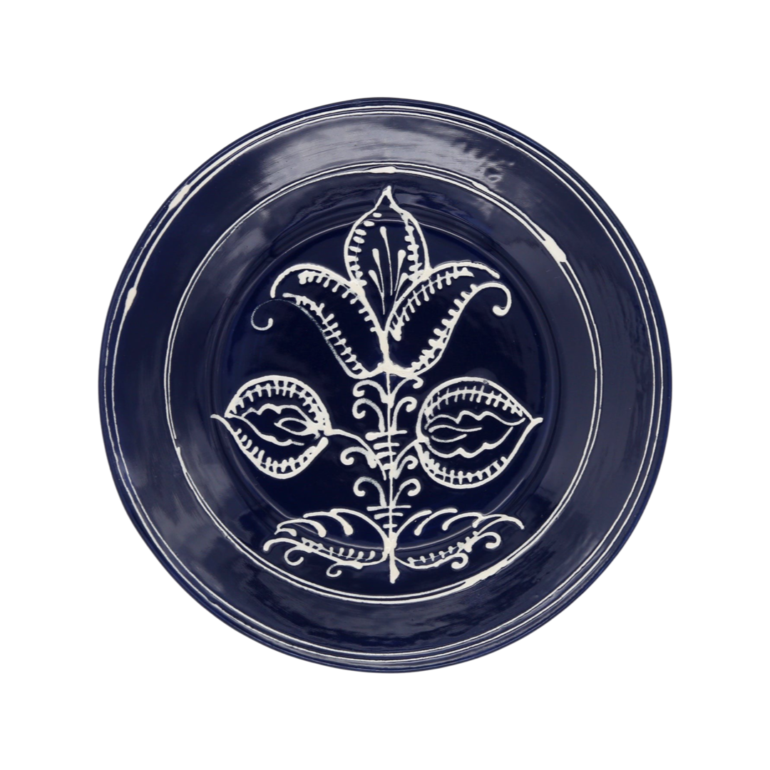 Cobalt Tulip Dessert Plate