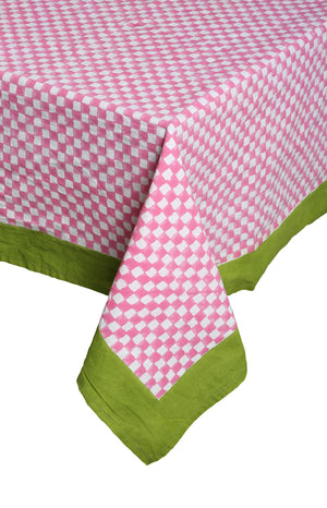 Pink Check Tablecloth